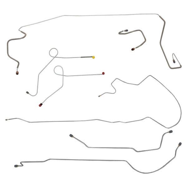 1968-69 Plymouth Barracuda/Valiant w/8-3/4 Rear Axle Power Drum Brake Line Kit 7pc, Stainless