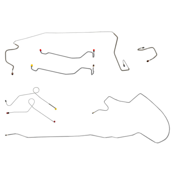 1971-72 Plymouth Duster/Valiant w/One-Piece F to R, 8 3/4 Rear Manual Disc Complete Brake Line Kit 7pc, Stainless