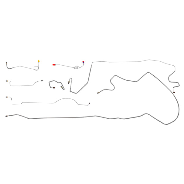 1971 Plymouth Duster Valiant Demon 108" WB 8-3/4 Axle 1pc F to R Manual Disc Brake Line Kit 7pc, Stainless