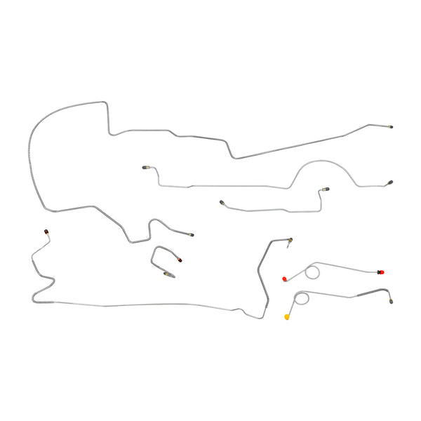 1973 Plymouth Duster/Valiant/Dart Sport w/8 1/4" Rear Axle Manual Drum Brake Line Kit 7pc, Stainless