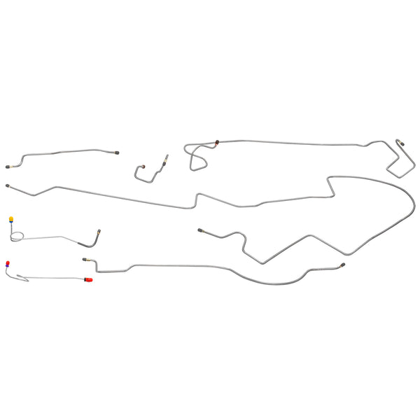 1974-76 Plymouth Duster Valiant Manual Disc Brake Line Kit 8-1/4 Axle, 7pc Stainless