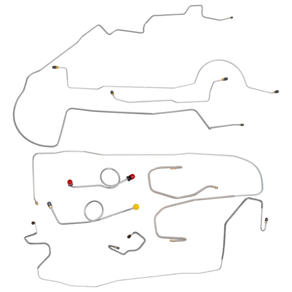 1971 Plymouth Cuda Complete Power Drum Brake Line Kit 7pc, Stainless