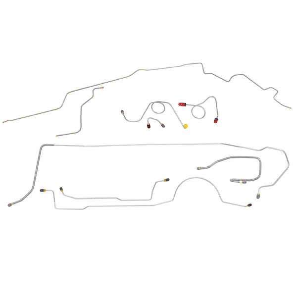 1971 Plymouth Cuda Power Disc Brake Line Kit 9pc (2pc Front to Rear), Stainless