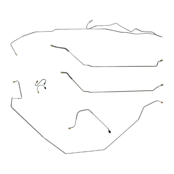 1967 Pontiac Firebird w/One-Piece F to R Manual Drum Brake Line Kit 7pc, Stainless