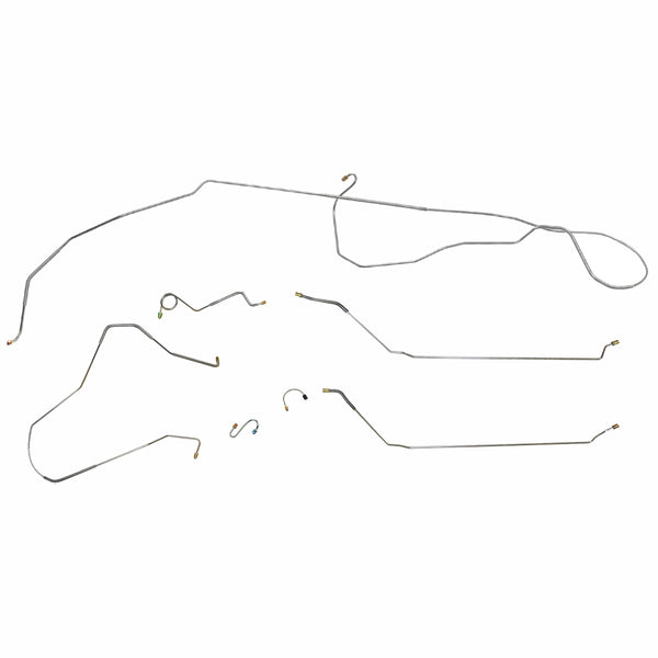 1967 Pontiac Firebird w/One-Piece F to R Power Drum Brake Line Kit 7pc, Stainless