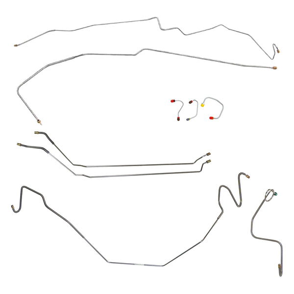 1967 Pontiac Firebird w/Two-Piece F to R Manual Disc Brake Line Kit 9pc, Stainless