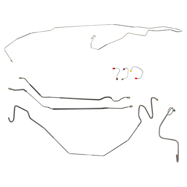 1968 Pontiac Firebird w/One-Piece F to R Manual Disc Brake Line Kit 8pc, Stainless