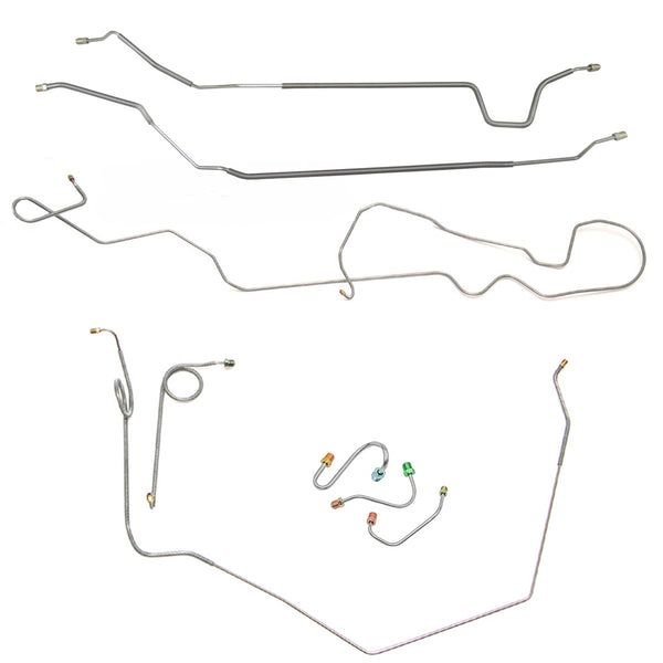 1969 Pontiac Firebird/TA w/One-Piece 1pc F to R Manual Disc Complete Brake Line Kit 8pc, OE Steel