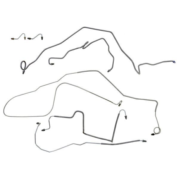 1984-85 Pontiac Firebird TA Metric Fittings Four-Wheel Power Disc Complete Brake Line Kit 7pc, Stainless