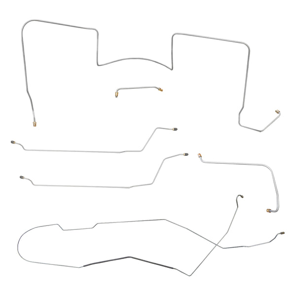 1964 Pontiac GTO/Tempest/LeMans Hardtop V8 w/Side-Port M/C Power Drum Complete Brake Line Kit 6pc, Stainless