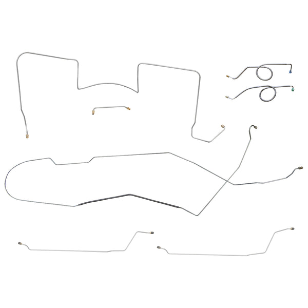 1964 Pontiac GTO Tempest LeMans Hardtop (Block in Stock Location) Complete Power Disc Conversion Brake Line Kit 7pc, Stainless