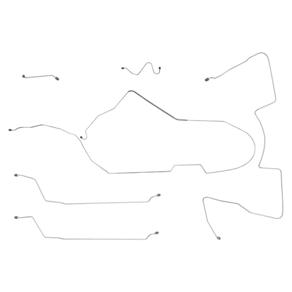 1965 Pontiac GTO Tempest LeMans Hardtop V8 Front-Port Master Manual Drum Brake Line Kit 6pc Stainless