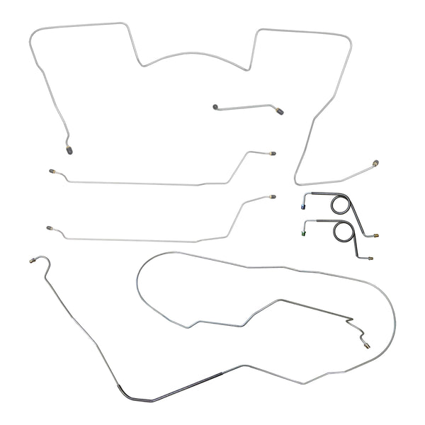 1965 Pontiac GTO/Tempest LeMans Complete Manual Disc Brake Conversion Line Kit 7pc, Convertible, (Block in Stock Location), Stainless