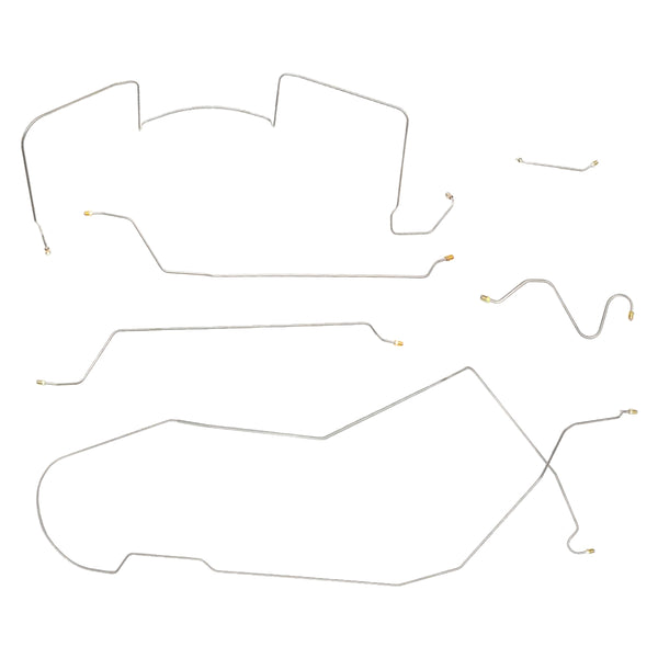 1966 Pontiac GTO/Tempest/LeMans Hardtop V8 Manual Drum Full Brake Line Kit 6pc, Stainless
