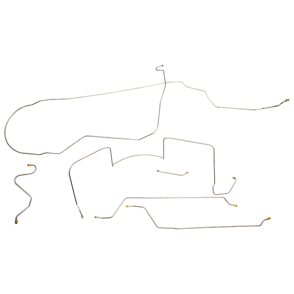 1966 Pontiac GTO Tempest LeMans V8 Convertible Manual Drum Full Brake Line Kit 6pc, Stainless