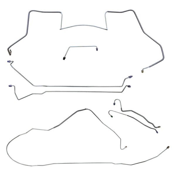 1967 Pontiac GTO Tempest LeMans Manual Drum Brake Line Kit 7pc, V8, Conv, H.O. Ram Air Exhaust, Stainless