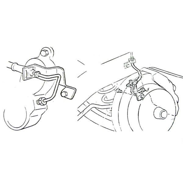 1967 Pontiac GTO Tempest LeMans Factory Disc 3/16" Brake Caliper Lines (1/2"-20 Lt, 7/16"-24 Rt @ Caliper) 2pc, Stainless