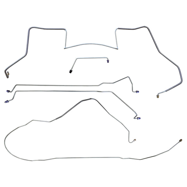 Early 1967 Pontiac GTO LeMans Power Disc Brake Line Kit 8pc,Conv, Valve Rt of M/C, H.O. Ram Air Stainless