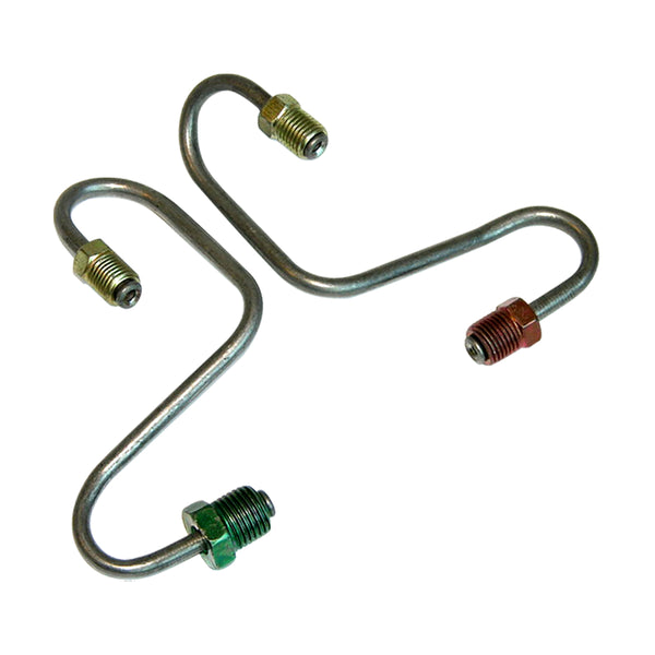 1968 Pontiac GTO/Tempest/LeMans Disc Caliper Lines 2pc (1/2"-20 Lt Line, 7/16"-24 Rt @ Caliper), Stainless