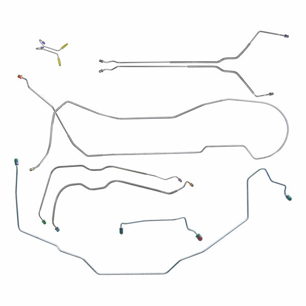 1969 Pontiac GTO Tempest LeMans Hardtop Power Drum Brake Line Kit With Wheel Lines 9pc, Stainless