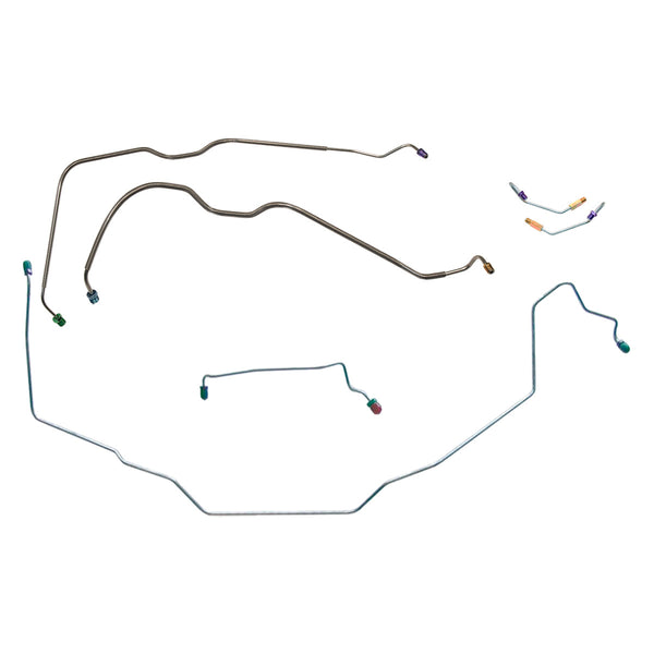 1971-72 Pontiac GTO LeMans Power Drum Front Brake Line Kit 4pc, Stainless