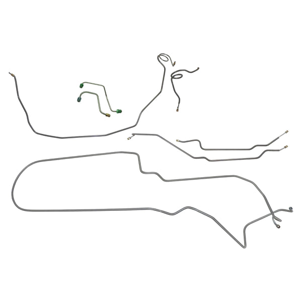 1971-74 Pontiac Ventura, 1974 GTO Power Disc Complete Brake Line Kit 7pc, Stainless