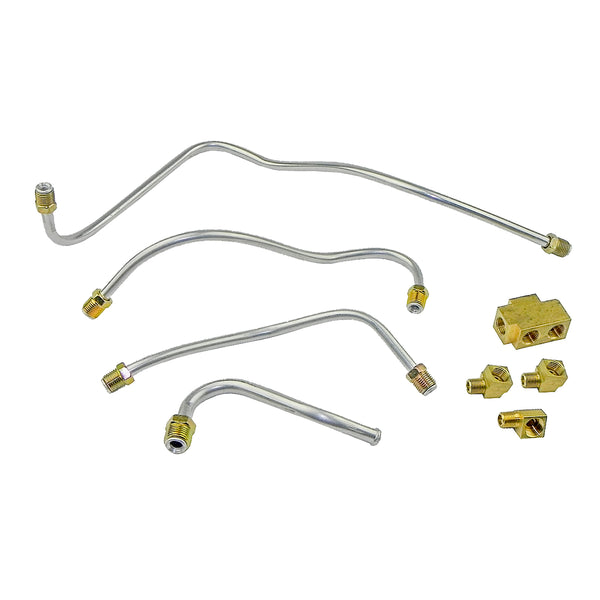 1959-63 Pontiac 389CID Tri-Power 3/8", 5/16" Carb Fuel Lines w/Brass Fittings, Stainless