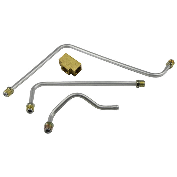 1963 Pontiac 421CID Super Duty Dual Quad 3/8" Pump to Carb Lines w/Aftermarket Style (Notch Bottom) 4pc, Stainless