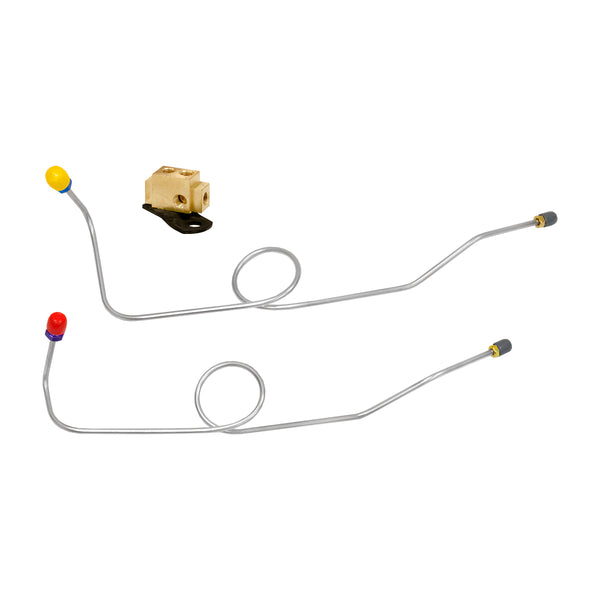 1962-64 Plymouth Belvedere Fury Dual Master Cylinder Conversion Master Cylinder Lines w/Block 3pc, Stainless