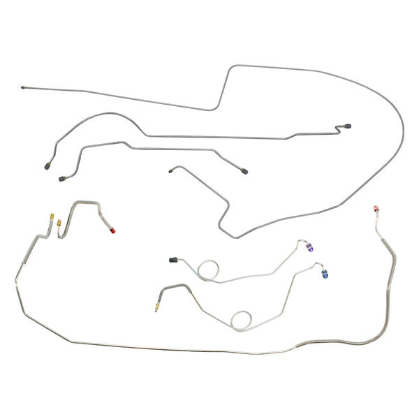 1967 Plymouth Belvedere/GTX/Satellite w/Straight Right Front, 8 3/4 Rear Manual Drum Brake Line Kit 7pc, Stainless