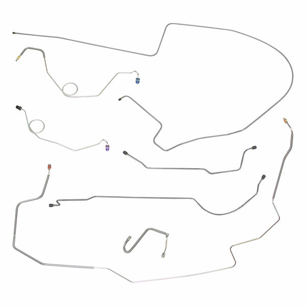 1967 Plymouth Belvedere/GTX/Satellite w/Hump Right Front, 8 3/4 Rear Power Drum Brake Line Kit 7pc, Stainless