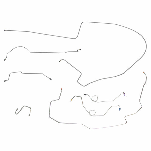 1967 Plymouth Belvedere/GTX/Satellite w/Hump Right Front, 8 3/4 Rear Power Disc Brake Line Kit 7pc, Stainless