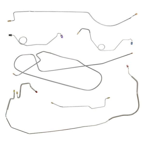 1967 Plymouth Belvedere/GTX/Satellite 426CID "Hemi" w/Straight Right Front, 8 3/4 Rear Power Disc Brake Line Kit 7pc, Stainless
