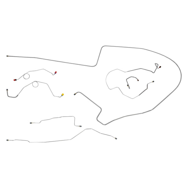 1968-69 Plymouth B-Body, Left-Port Master, One Piece F to R, Dana 60 Rear Axle, Power Disc Brake Line Kit 7pc, Stainless