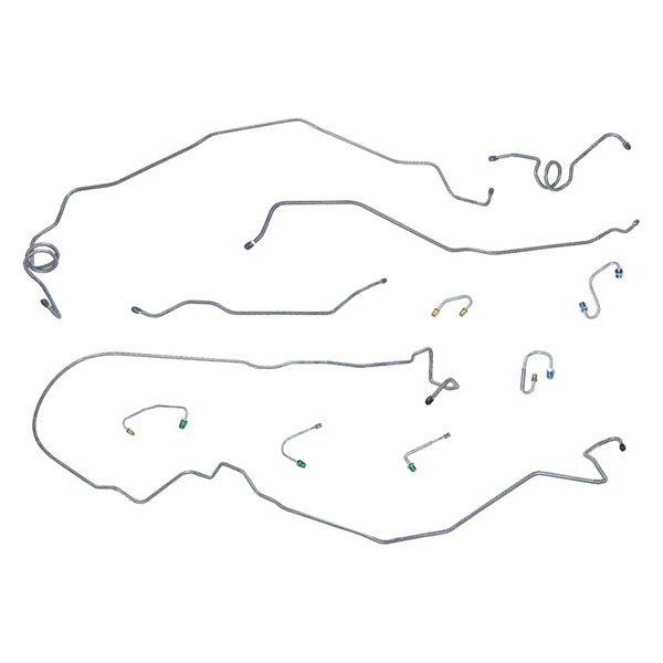 1970 Plymouth B-Body Left-Port Master 1pc F to R, 8 3/4 Rear Manual Drum Complete Brake Line Kit 7pc Stainless