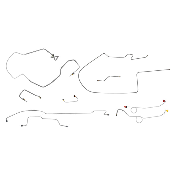 1970 Plymouth Belvedere Satellite Roadrunner GTX Super Bird Right-Port Master 2pc F to R, 8-3/4 Rear Power Disc Brake Line Kit 9pc Stainless