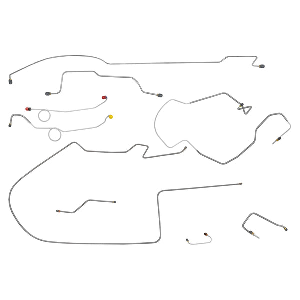 1970 Plymouth Belvedere Satellite Roadrunner GTX Super Bird Right-Port Master 2pc F to R, Dana Rear Power Disc Brake Line Kit 9pc, Stainless