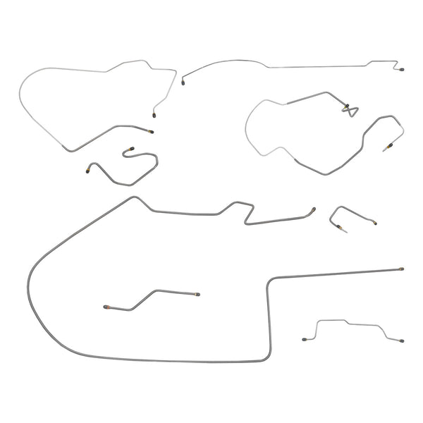 1970 Plymouth Belvedere Satellite Roadrunner w/Left-Port M/C, 1pc F to R, Dana Axle Manual Disc Complete Brake Line Kit 9pc Stainless