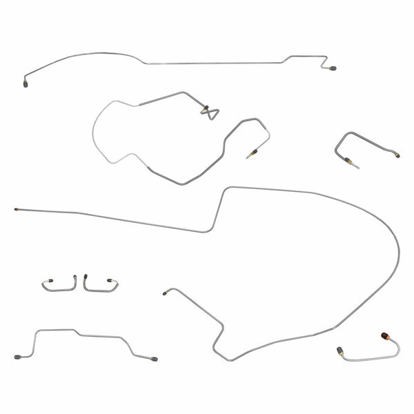 1970 Plymouth Belvedere Satellite Roadrunner Hemi Left-Port Master 1pc Front To Rear 8-3/4 Power Disc Brake Line Kit 8pc Stainless