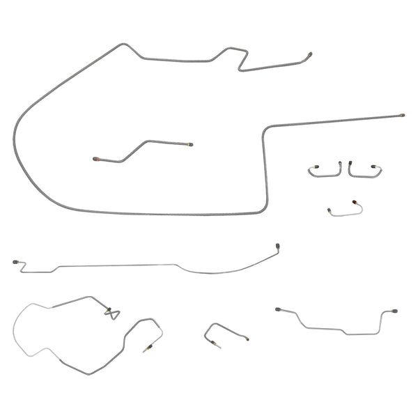 1970 Plymouth Belvedere Satellite Roadrunner GTX Super Bird Hemi Left Port Master 2pc Front To Rear 8-3/4 Complete Power Disc Brake Line Kit 9pc, Stainless