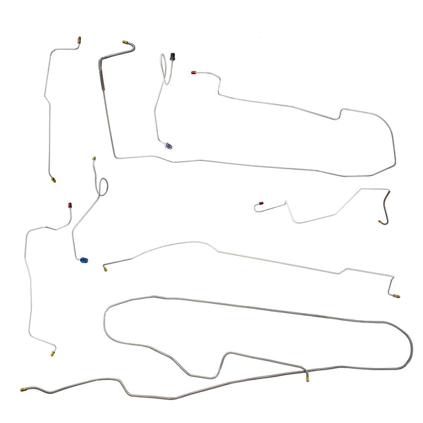1969-70 Plymouth Fury I/Fury II/Fury III/Sport Fury Manual Drum Complete Brake Line Kit 8pc, Stainless