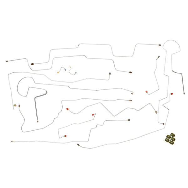 2001-05 Pontiac Aztek, '02-07 Buick Rendevous, FWD or AWD, Rear Drum or Disc, Four-Wheel or Non-ABS, Complete Brake Line Kit 13pc, Stainless