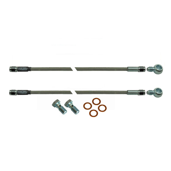 Pair Of Stainless Steel Flex Hose 15" 3an Female to 7/16-20" Banjo And Bolts