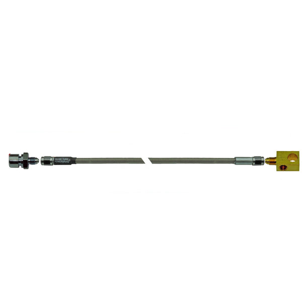 Rear Stainless Steel Flex Hoss 16" 3/8"-24 Female to 3/8-24" Tee