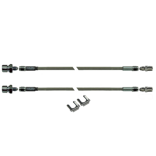 Pair Of Stainless Steel Flex Hose 21" 3/8"-24 Female 1/8" Pipe Male