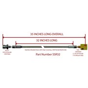 Rear Stainless Steel Flex Hose 35" 3/8"-24 Female to 3/8-24" Tee