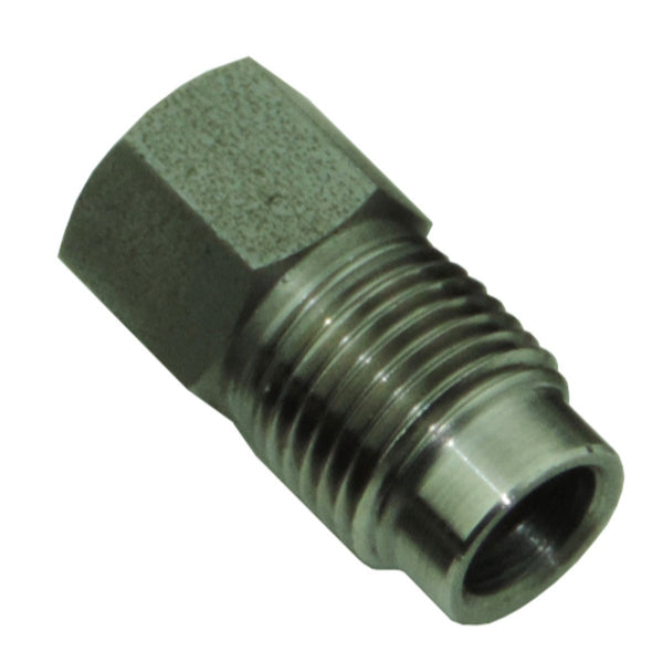 Tube Nut 7/16"-24 Long Thread, 7/16" Short Hex for 1/4" Tube, Stainless