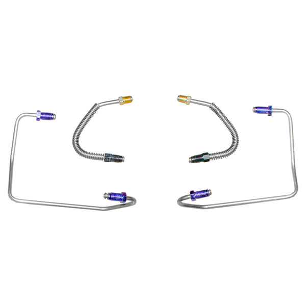1963-64 Studebaker Lark Disc Caliper Brake Lines w/Transfer Tubes 4pc, OE Steel