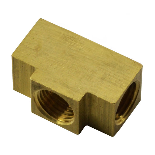 Brass Tee 1/2"-20 Female Inv Flare All Sides for 5/16" Tube