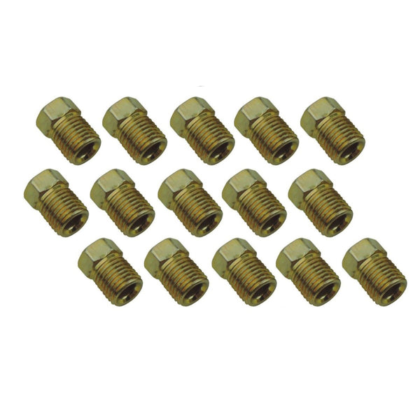 Tube Nuts, 3/8"-24 Thread Pitch, 3/8" Hex, For 3/16" Tubing, Gold, 15 Pack
